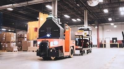 Cyngn's DriveMod Autonomous Tugger is designed for repetitive material movement within manufacturing and industrial facilities. The system operates along established routes and is managed through Cyngn Insight, the company's fleet management software.