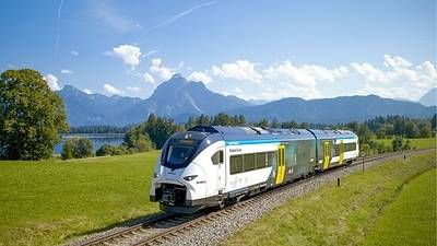 A Siemens Mobility Mireo Plus H hydrogen train, powered by Ballard FCrail™ fuel cell engines. Photo credit: Siemens Mobility GmbH A Siemens Mobility Mireo Plus H hydrogen train, powered by Ballard FCrail™ fuel cell engines. Photo credit: Siemens Mobility GmbH