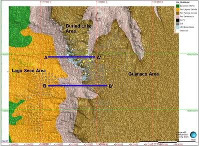 Figure 3. Plan View – General Geology of the Laguna Salada U-V Project. Figure 3. Plan View – General Geology of the Laguna Salada U-V Project.