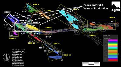 Figure 1: Reliquias Mine Plan Sequencing and Major Veins