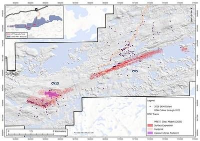 Figure 1: Majority of the 2026 drill hole locations at the Shaakichiuwaanaan Project. Figure 1: Majority of the 2026 drill hole locations at the Shaakichiuwaanaan Project.