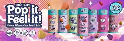 Effin' Tabs expands the Effin' effect-based product line of edibles and vapes with tablets designed to meet a wide range of consumer needs. Effin' Tabs expands the Effin' effect-based product line of edibles and vapes with tablets designed to meet a wide range of consumer needs.
