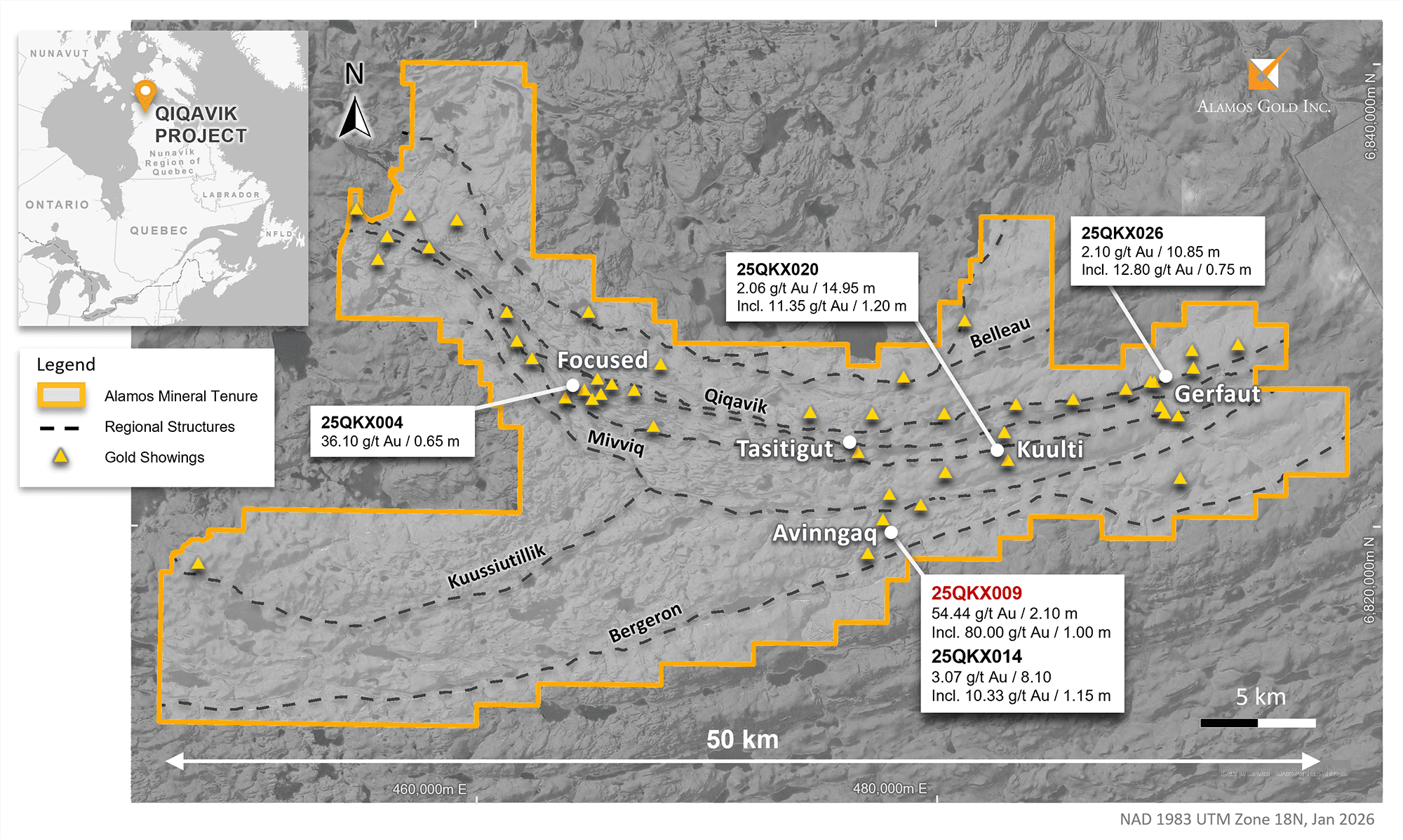 Figure 4: Qiqavik Project – 2025 Target Areas & Highlights