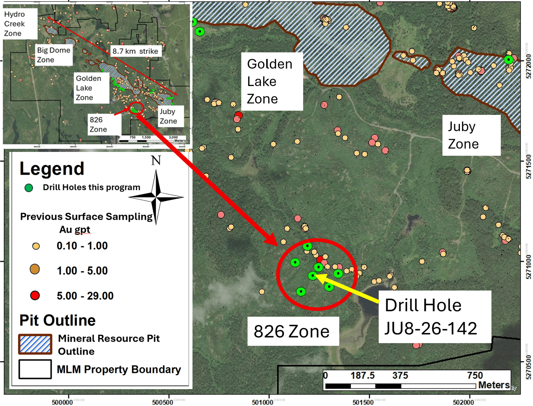 Detail Plan View showing location of Drill Hole JU8-26-142