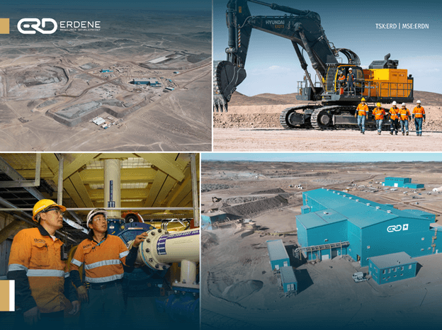 Clockwise from top left: Bayan Khundii Mine Area, EM Mining team, Process Plant, EM Processing team