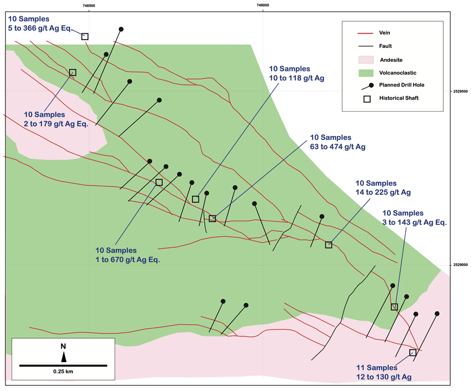 FIGURE 1 – Map of Rock Chip Samples at El Cristo