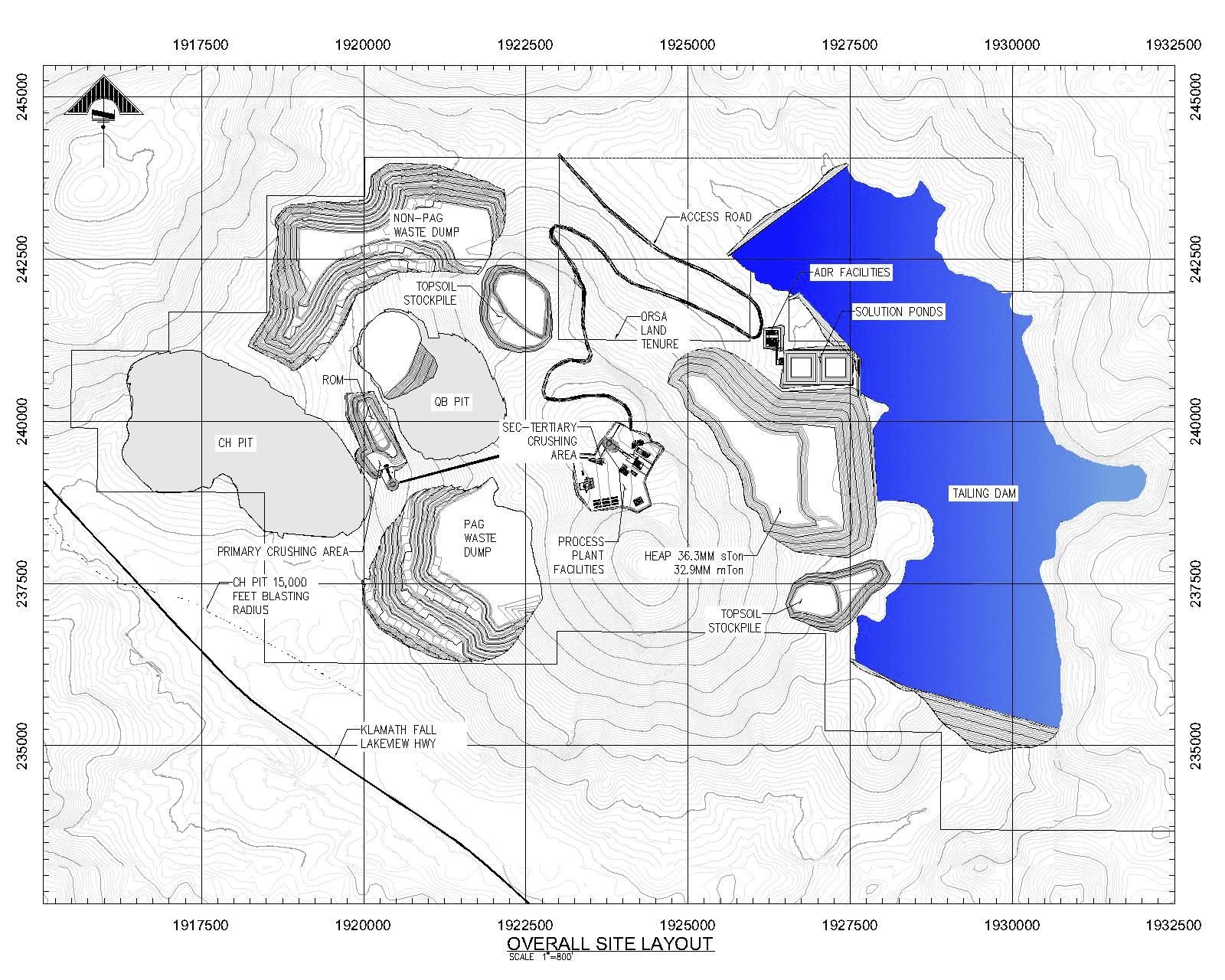 Figure 1 – Quartz Mountain Mine layout