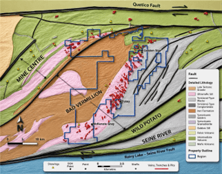 Potential veins between Golden Star in the north and McKenzie Gray in the south. These potential veins are the target of this summer's field mapping and sampling exercise.
