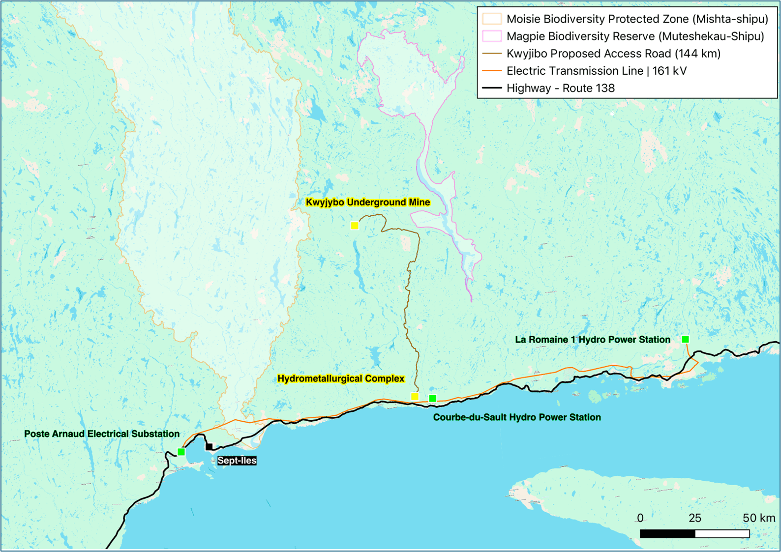 Kwyjibo Project Location | Mine | Hydrometallurgical Complex | Access Road