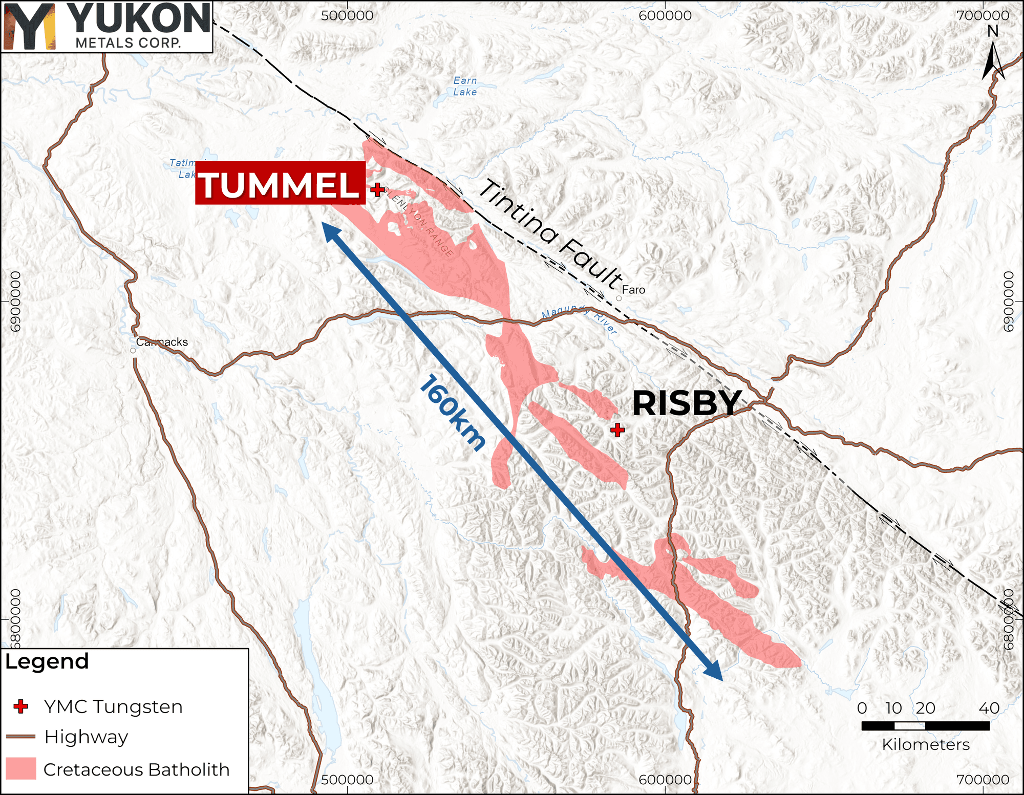 Figure 2 - Tummel and Risby location in regional prospective tungsten trend