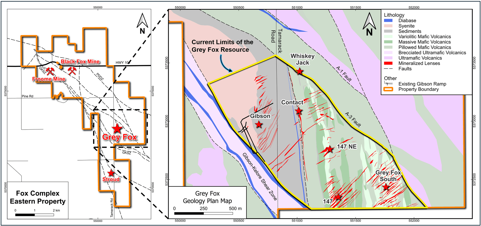 Figure 1. Plan Map for the Grey Fox Deposit