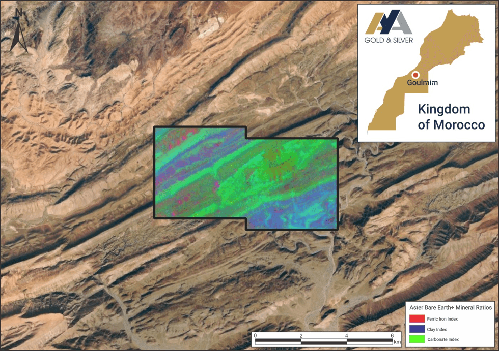 Figure 7: Goulmim project with Aster Bare Earth Mineral Ratios