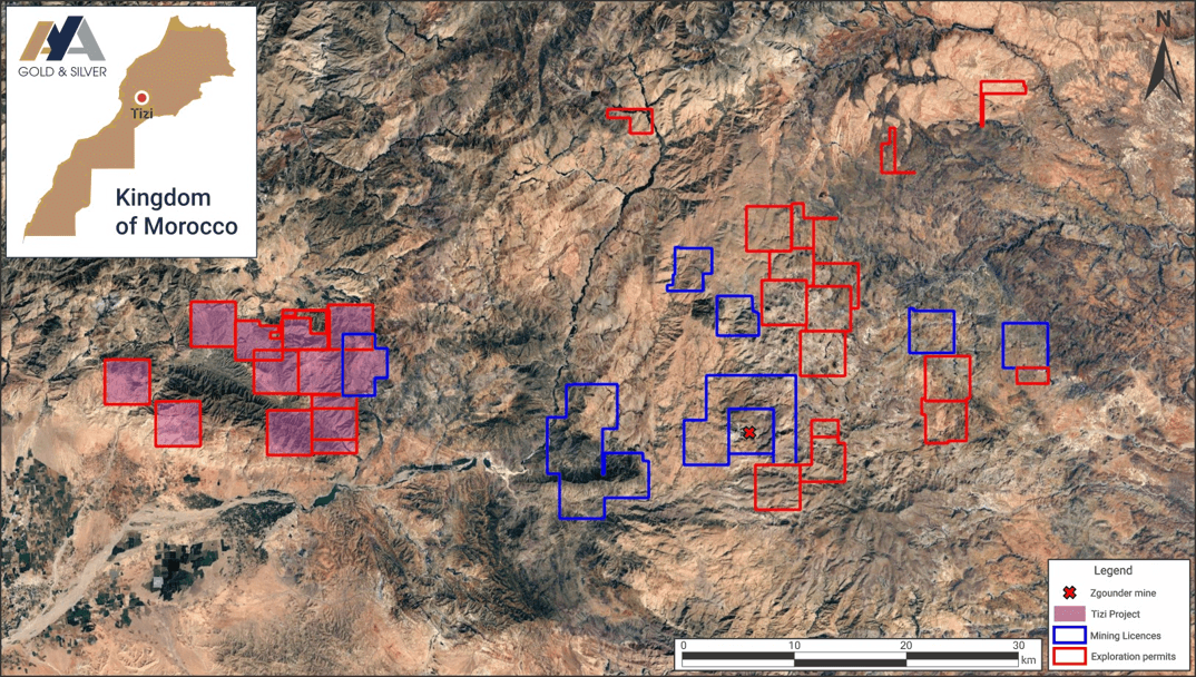 Tizi and Zgounder projects map