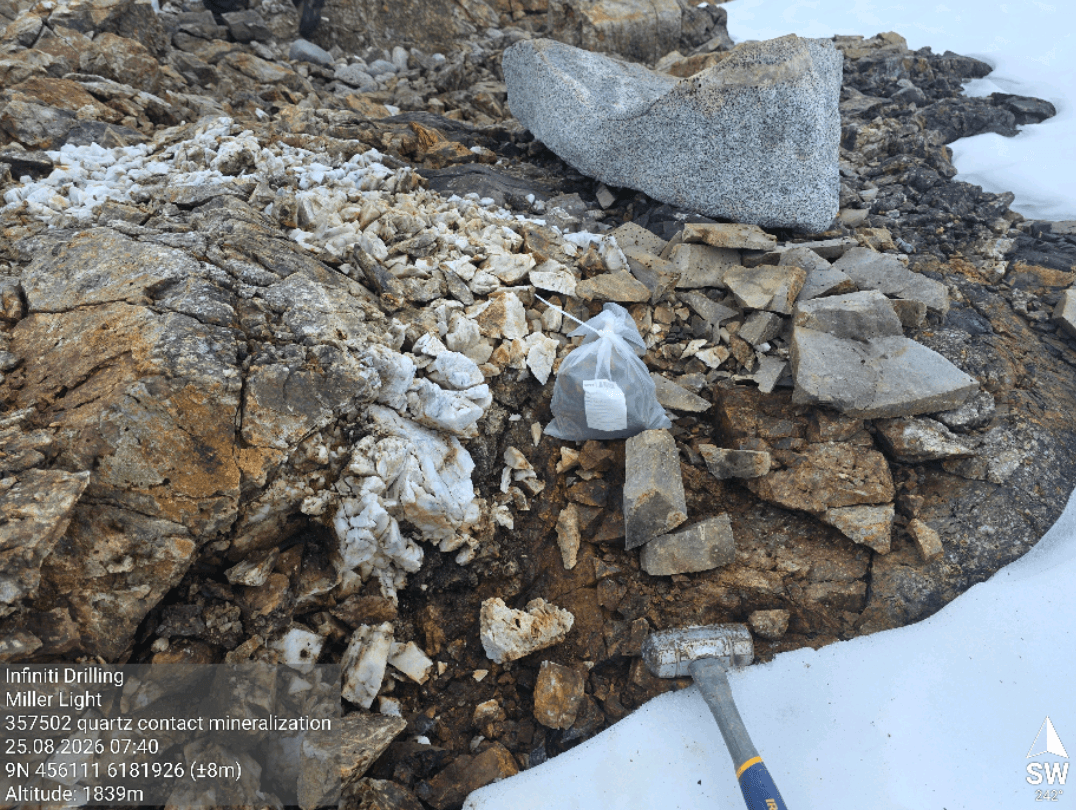 Figure 3: Millar Property - Quartz Contact Mineralization