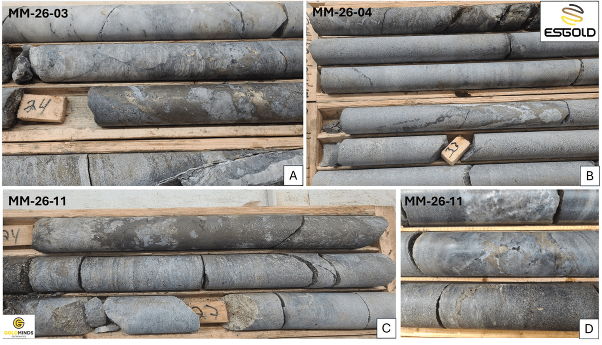 Drill cores Montauban mine area