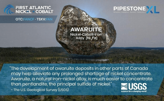 USGS quote on awaruite nickel-iron-cobalt alloy.