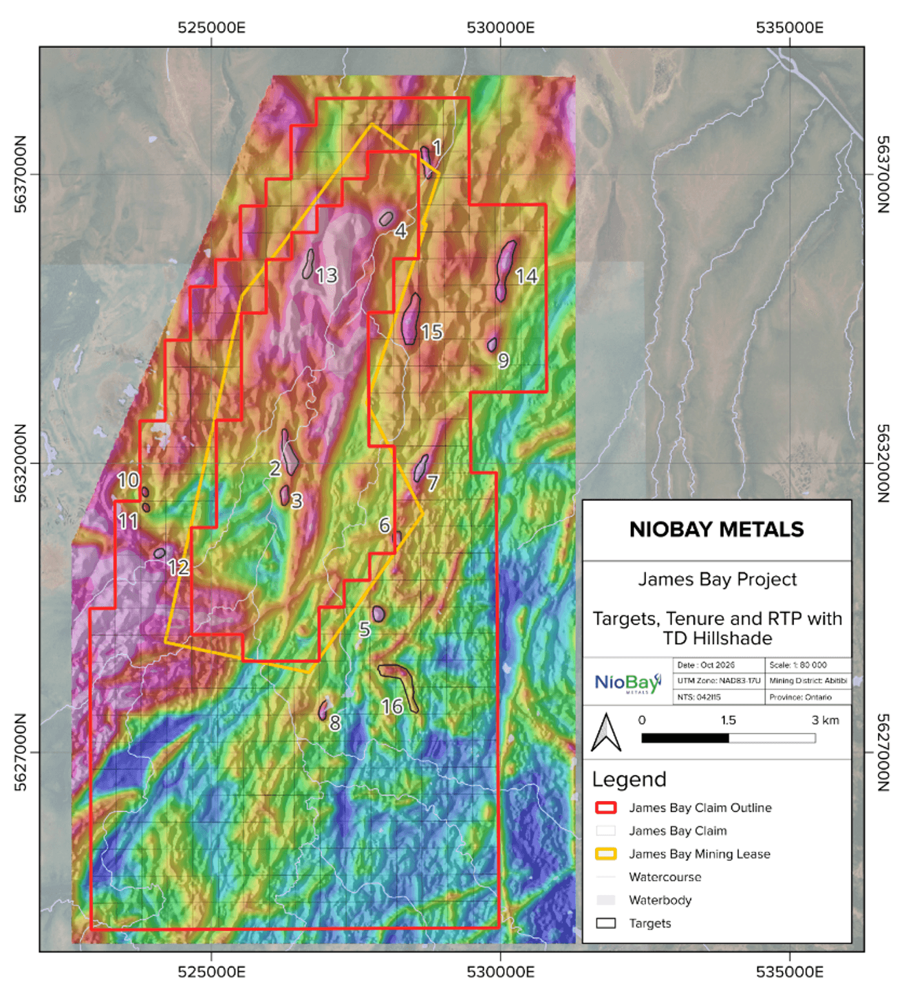 New Target Map of the NioBay Property and the James Bay Niobium Project