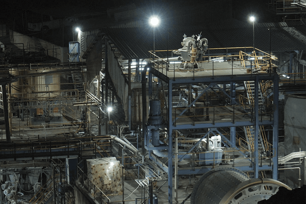 Inside of building at mine site.
