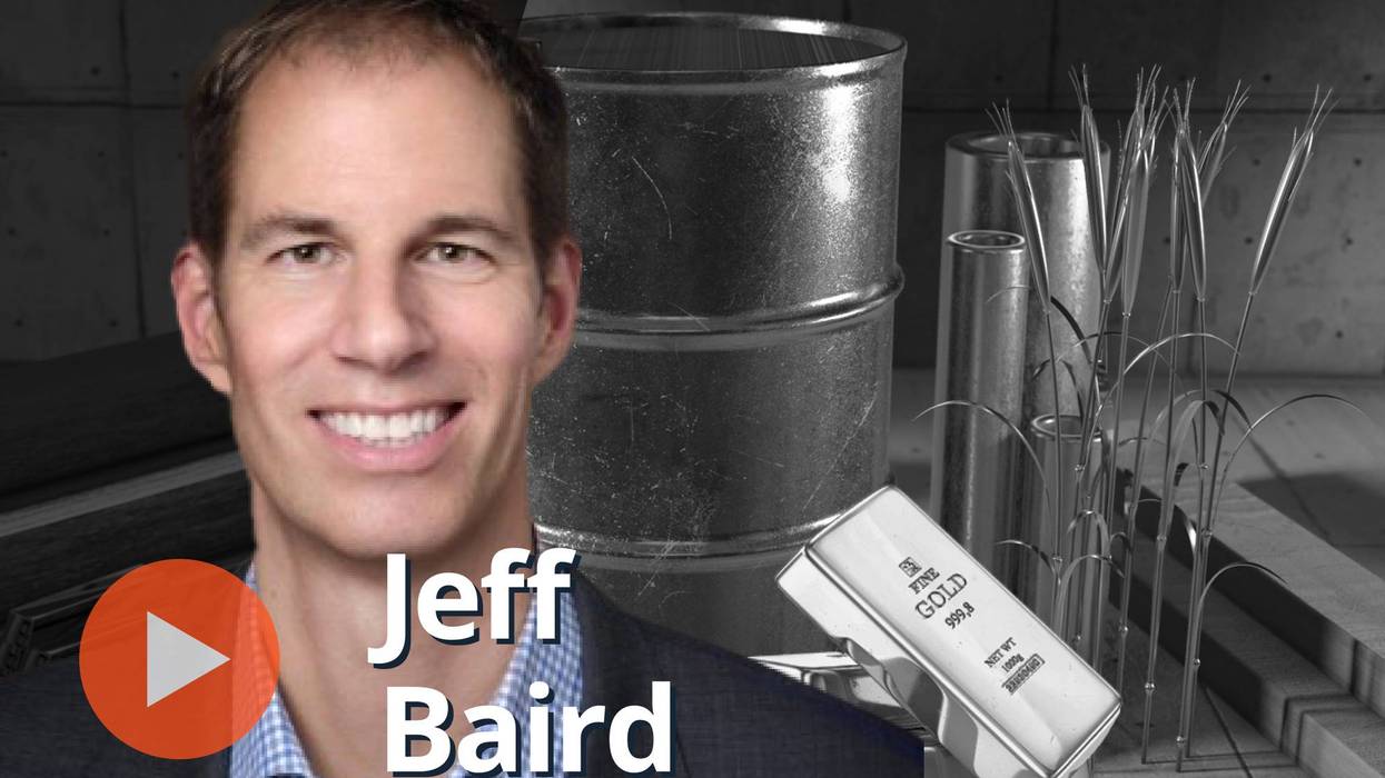 Jeff Baird, oil barrels and gold bar.