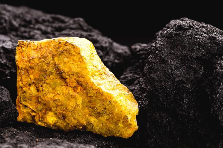 large piece of uranium on a stone