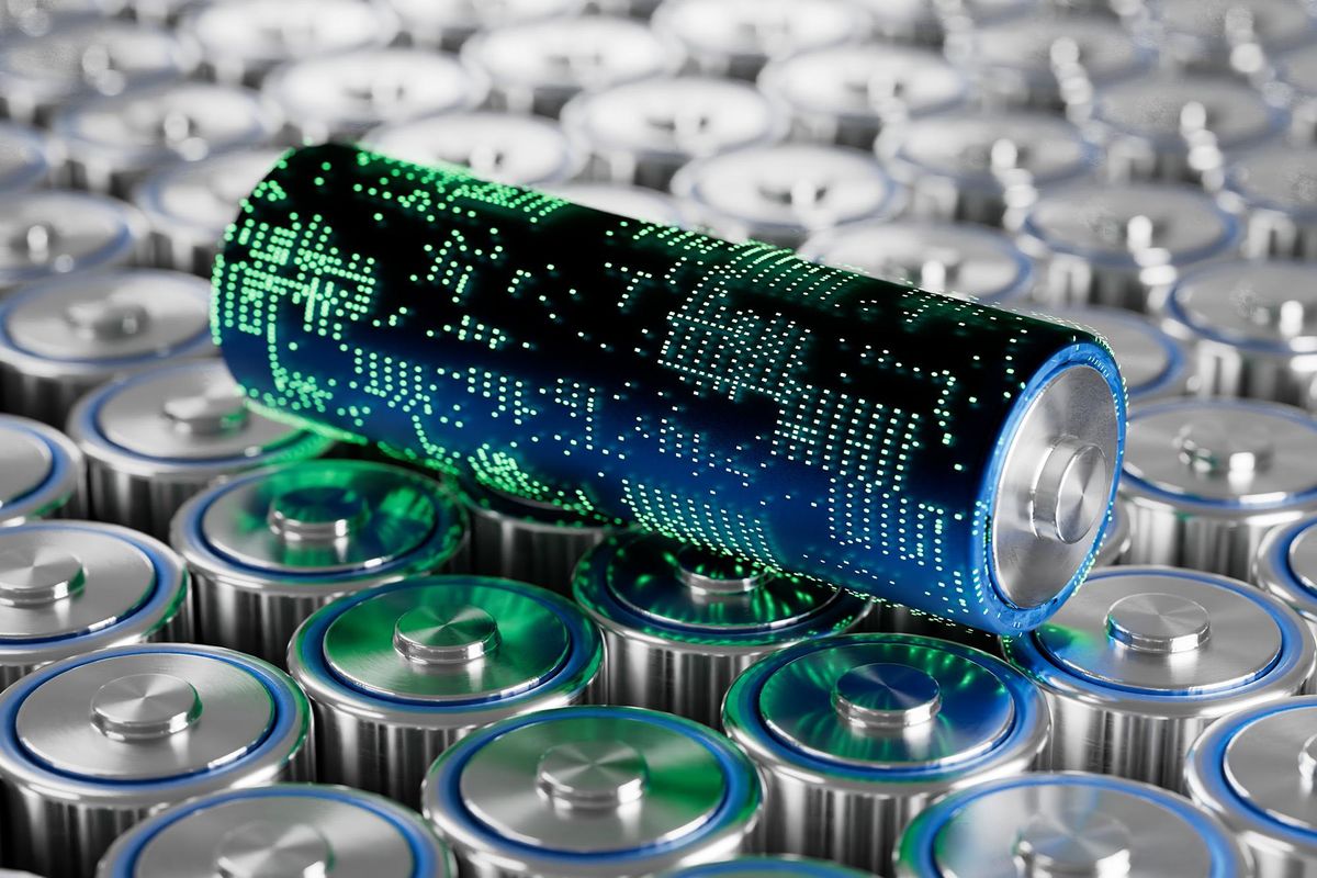 lithium battery lying over many other batteries