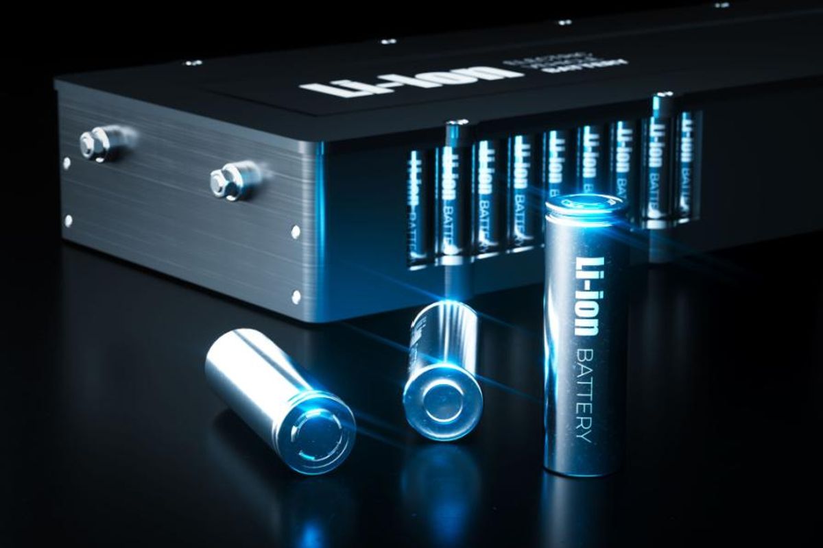 lithium ion batteries in front of larger one