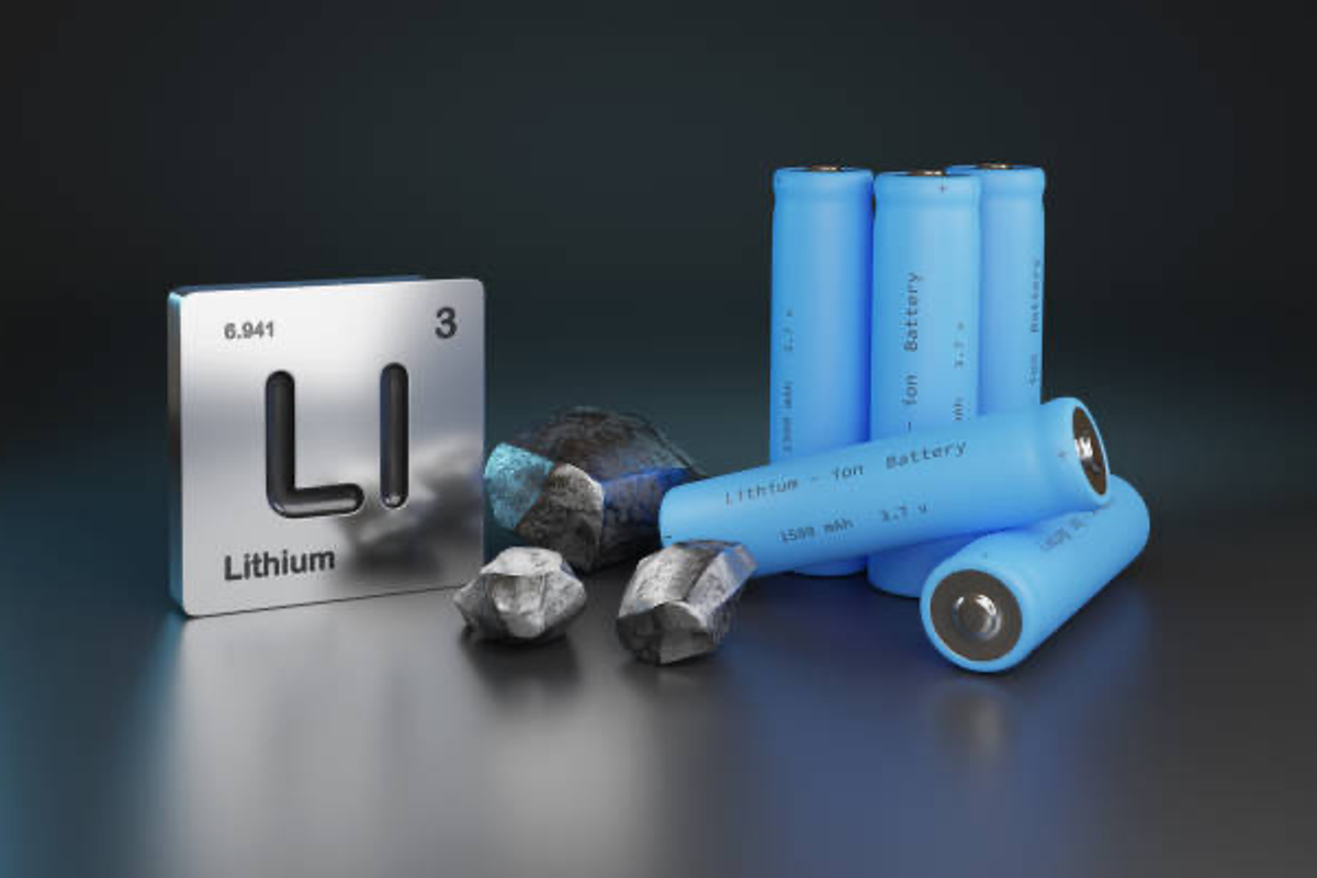 Lithium periodic symbol with batteries.