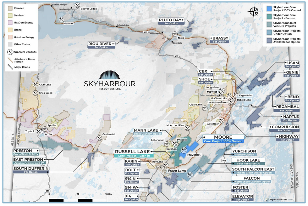 Location map of Skyharbour Resources projects