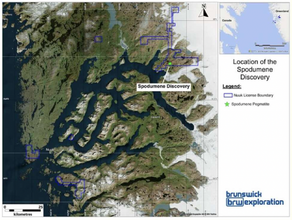 Location of Brunswick's spodumene discovery