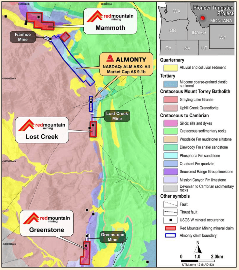 Location of Red Mountain Mining Pioneer Tungsten project