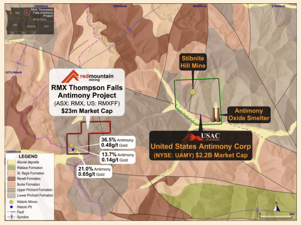 Location of Red Mountain Mining Thompson Falls Project