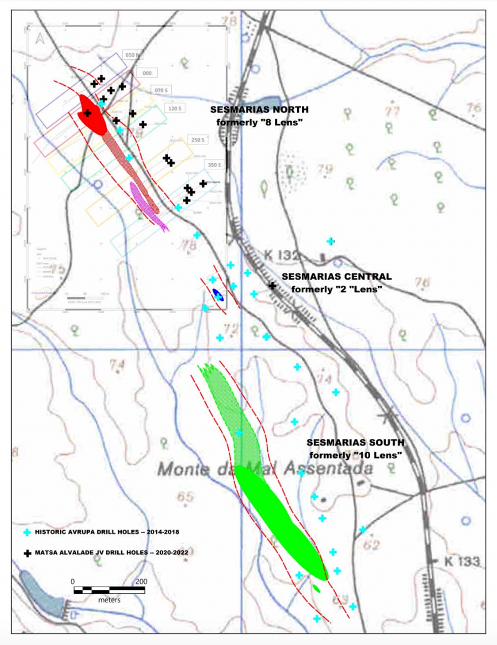 Location of Sesmarias massive sulfide mineralization