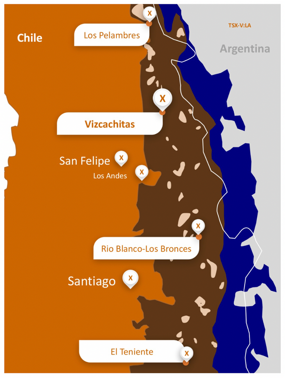 Los Andes Copper Project Locations