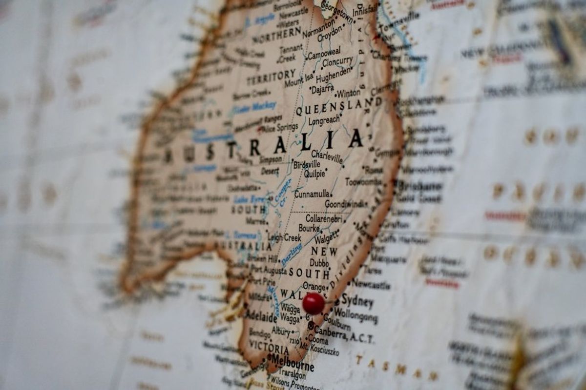 map of australia from an angle