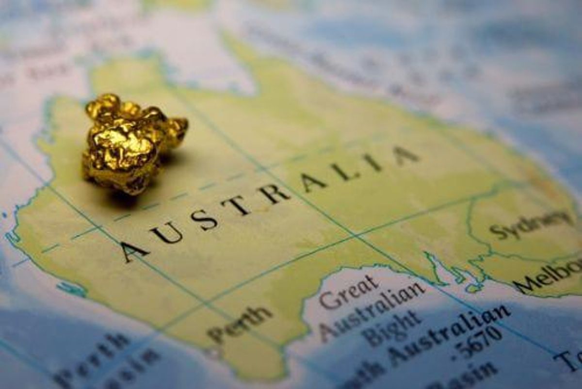 map of australia with gold nugget