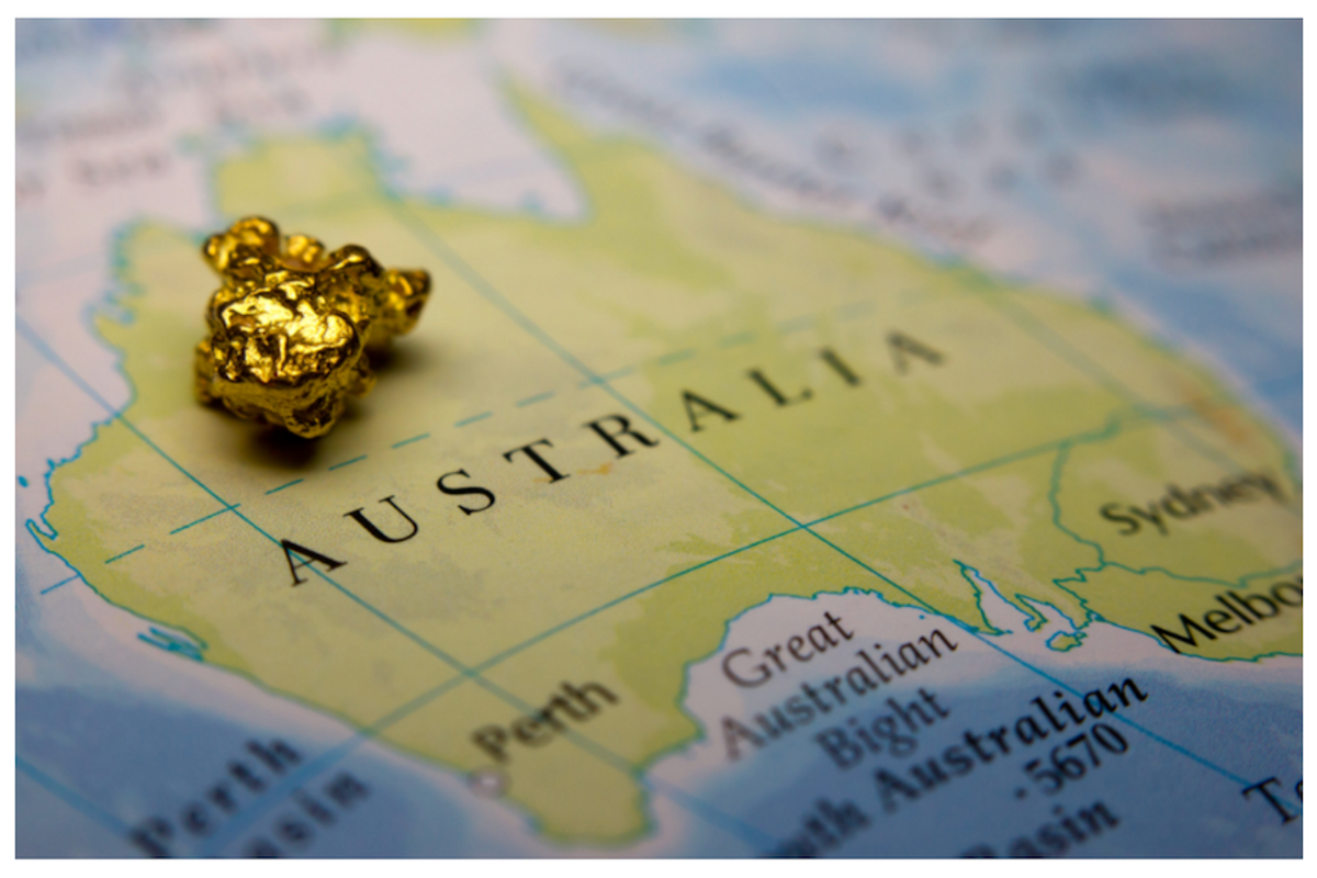 map of australia with gold nugget