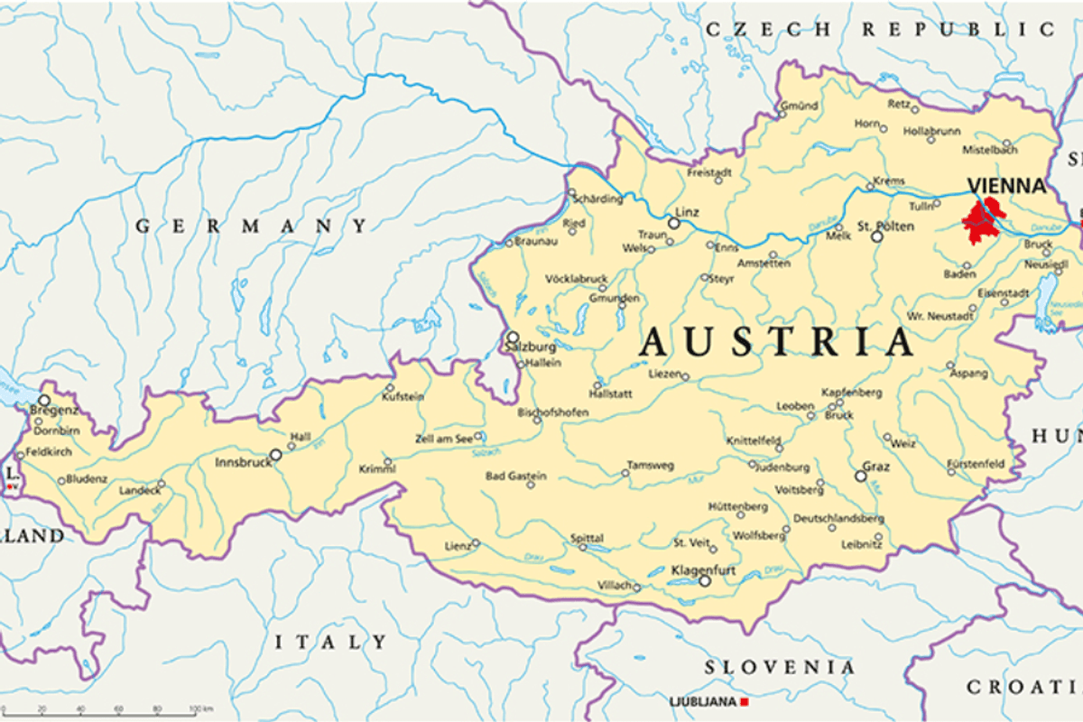 map of austria