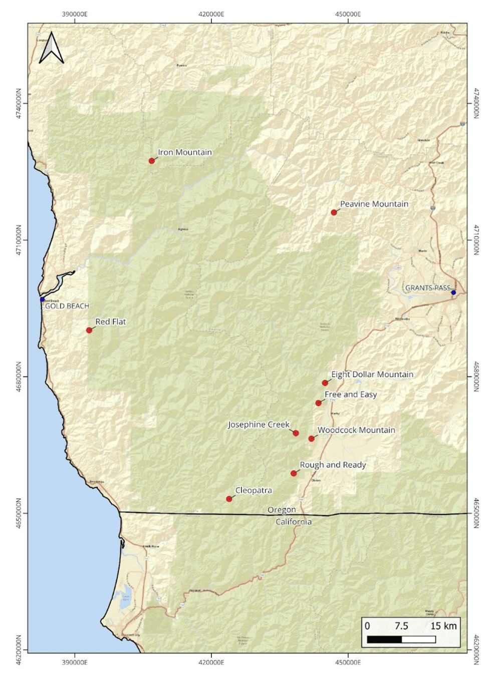 Map showing Homeland Nickel's project locations