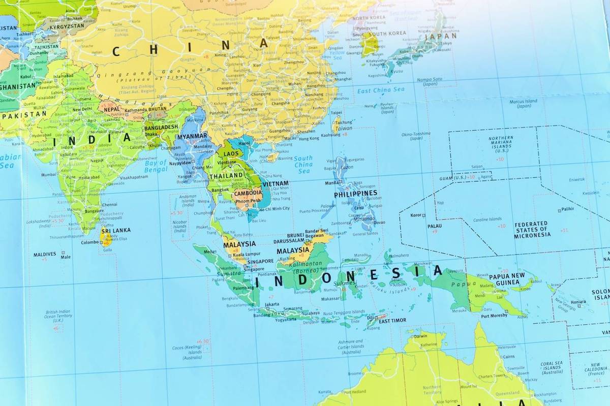 Map showing Indonesia and neighboring countries.