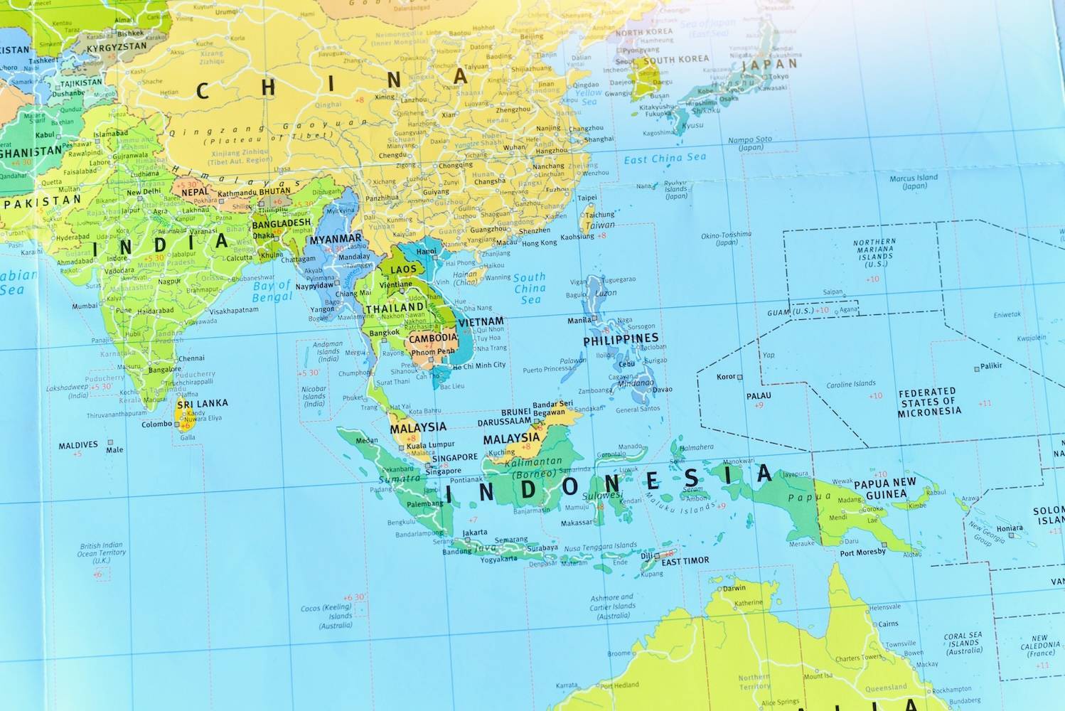 Map showing Indonesia and neighboring countries.