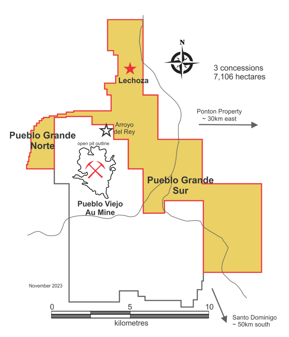 Map showing Precipitate Gold's Pueblo Grande project