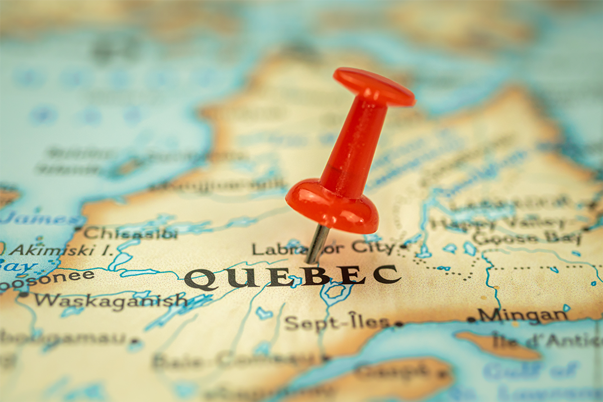 Map showing Québec, Canada.
