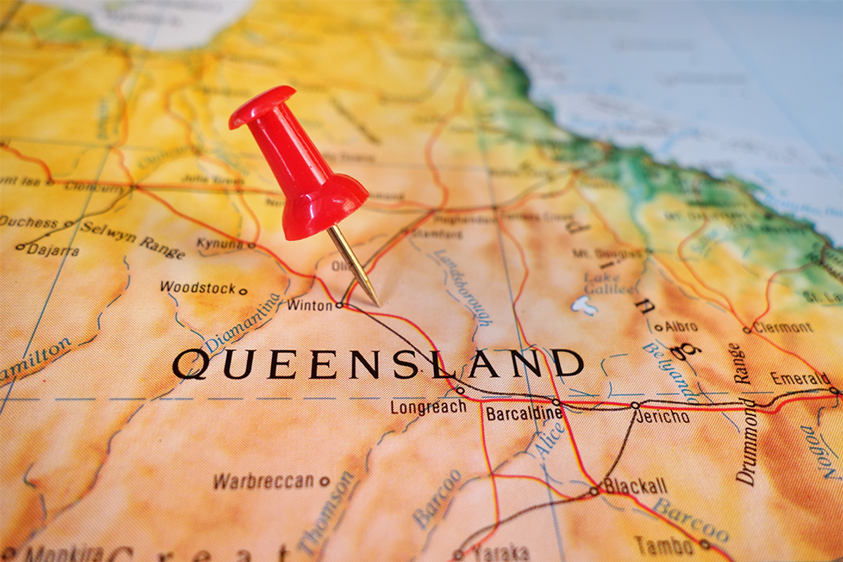 Map showing Queensland, Australia.