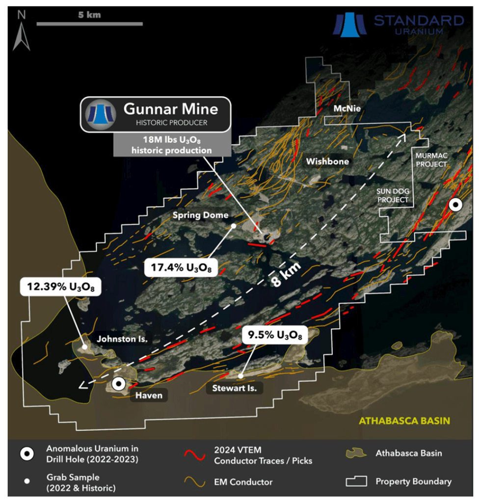 Map showing Standard Uranium's Sun Dog project
