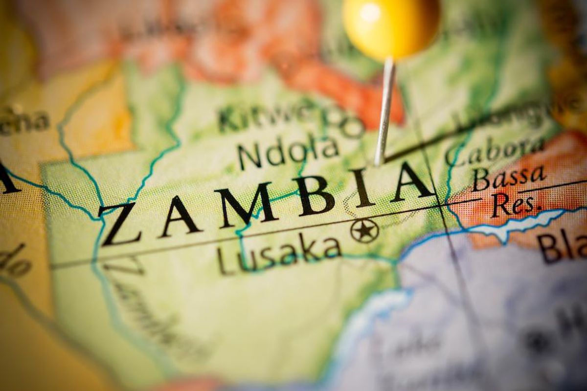 map showing zambia