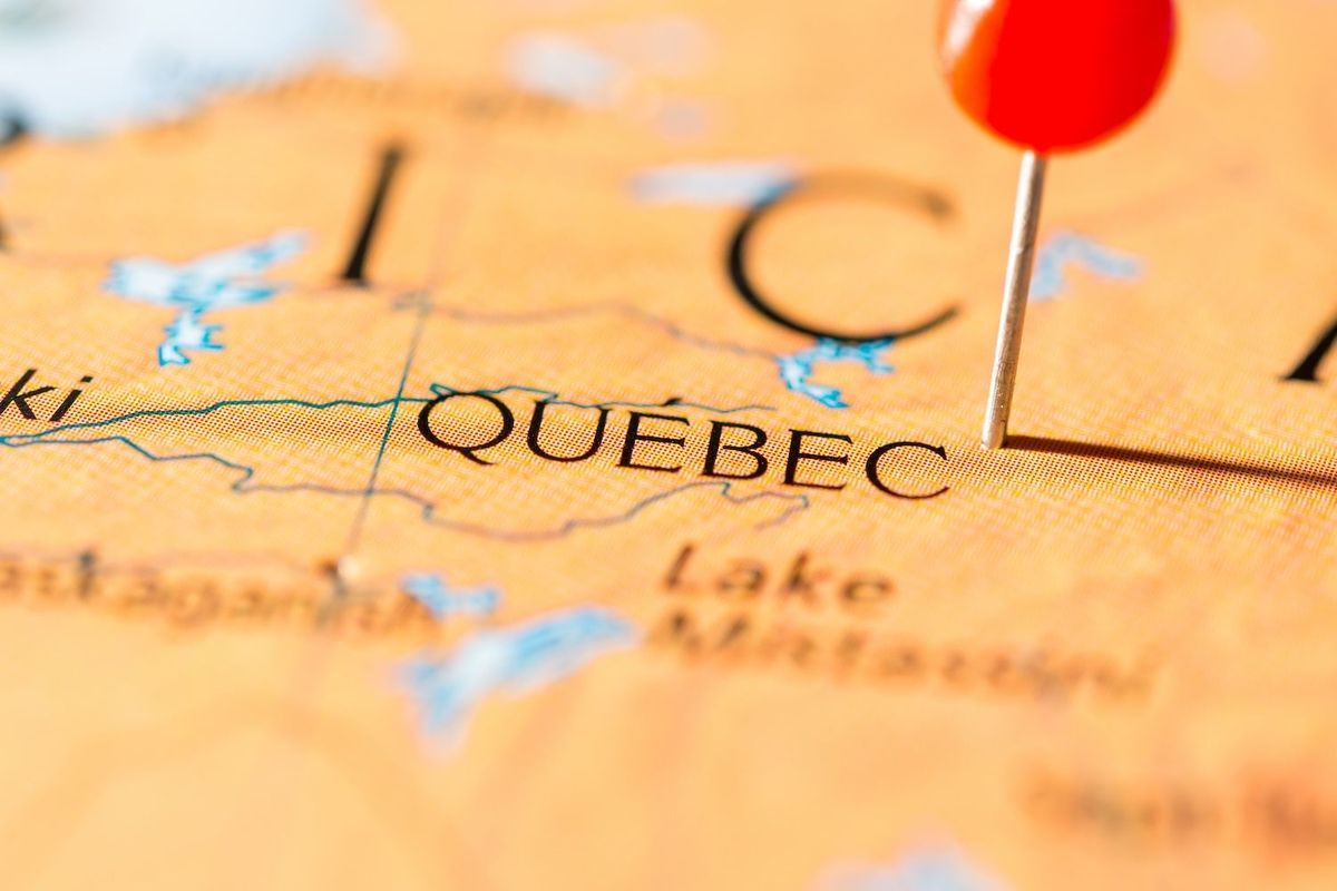 Map with pin in Québec.