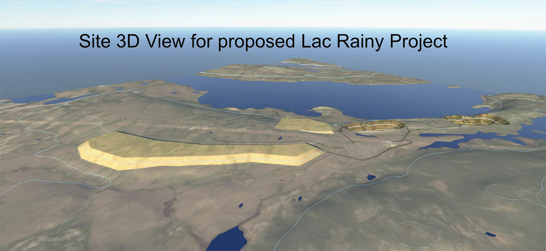 Metals Australia's conceptual 3D mining layout of Lac Carheil