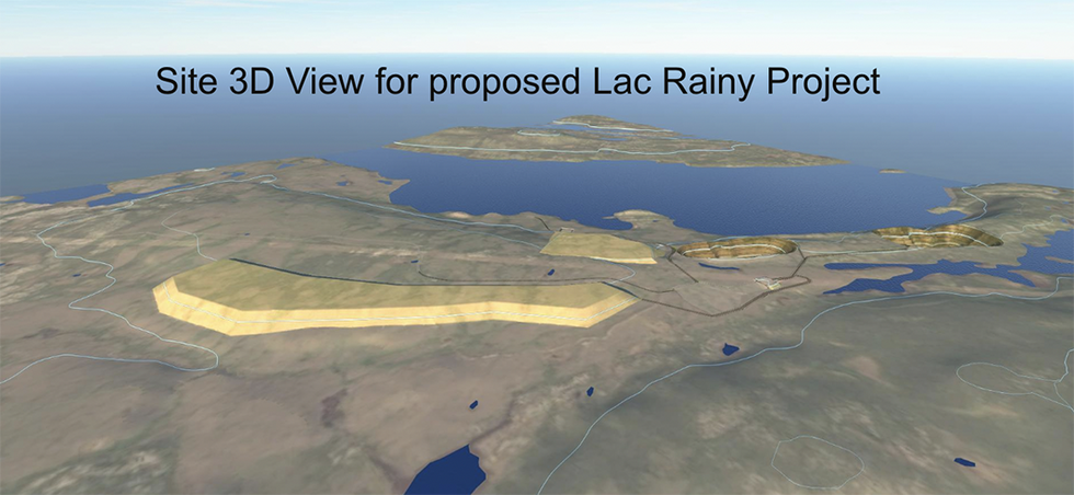 Metals Australia's conceptual 3D mining layout of Lac Carheil