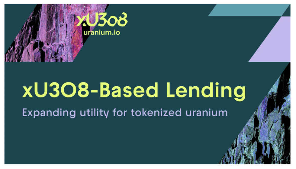 Metals.io-Based Lending: Expanding utility for tokenized uranium on dark abstract background.