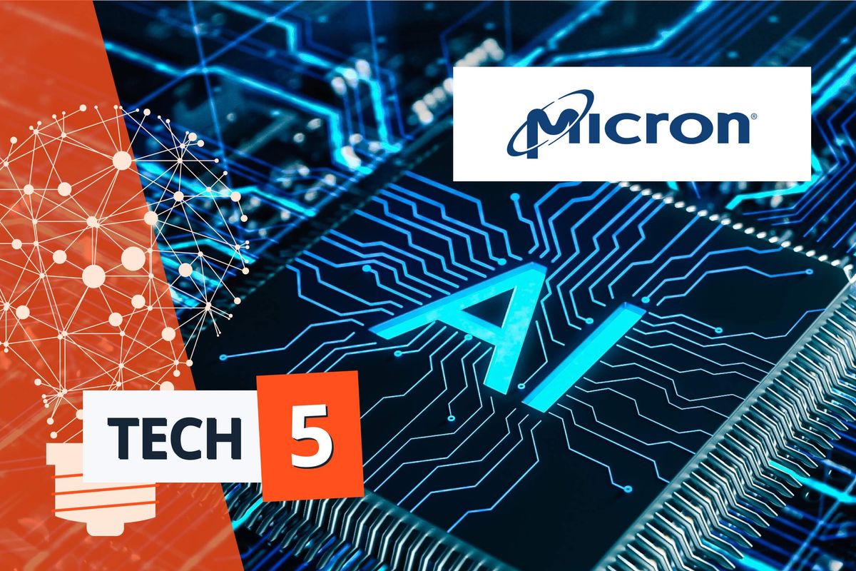 Micron logo with AI chips.